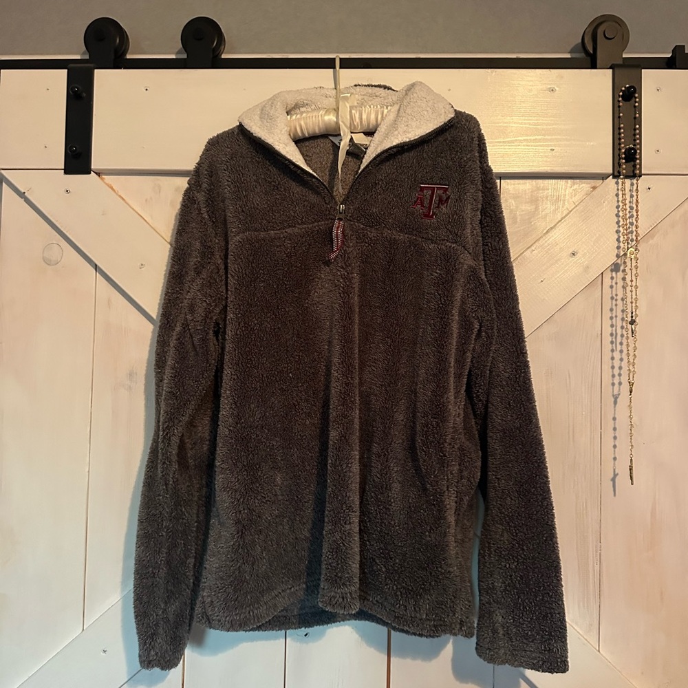 A&M Gray Sherpa Quarter-Zip Pullover